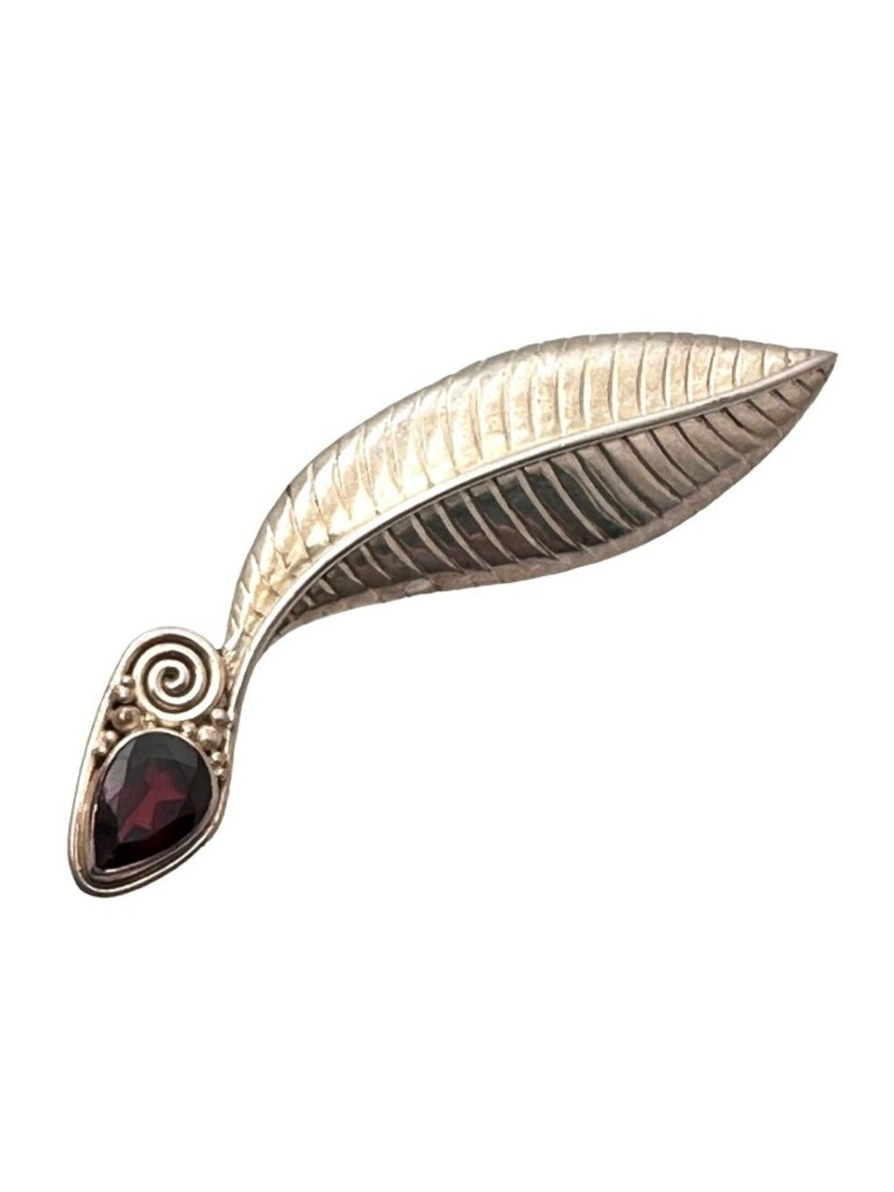 Sajen Womens Brooch Sterling Silver Red Garnet Pin Pendant Necklace Estate